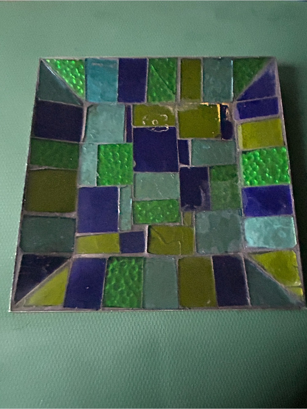 Mid Century Mosaic Blue Green Tray